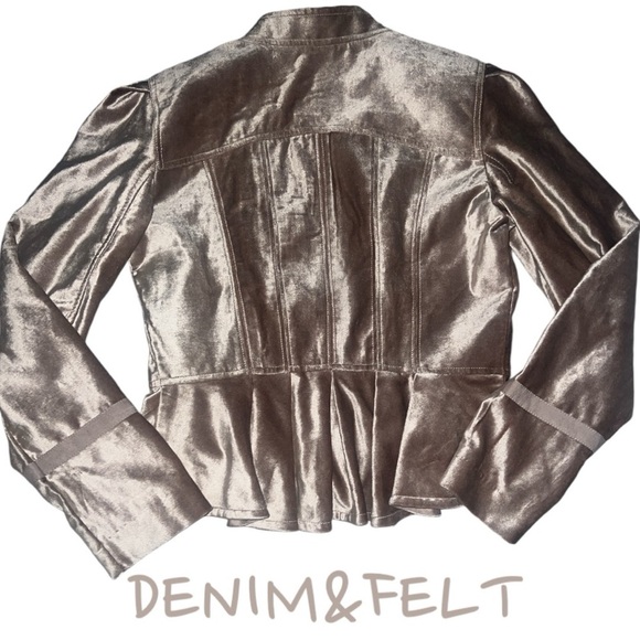 FREE PEOPLE Ballet Racer VELVET Snap Button Jacket | Color: Champagne |NEW/NWOT! - Picture 10 of 12